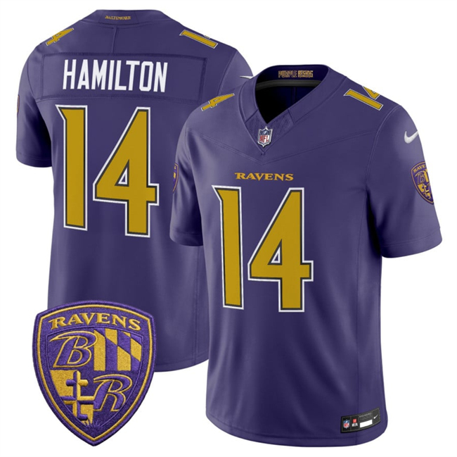 Men's Baltimore Ravens #14 Kyle Hamilton Purple 2026 F.U.S.E. Alternate Vapor Stitched Limited Football Jersey